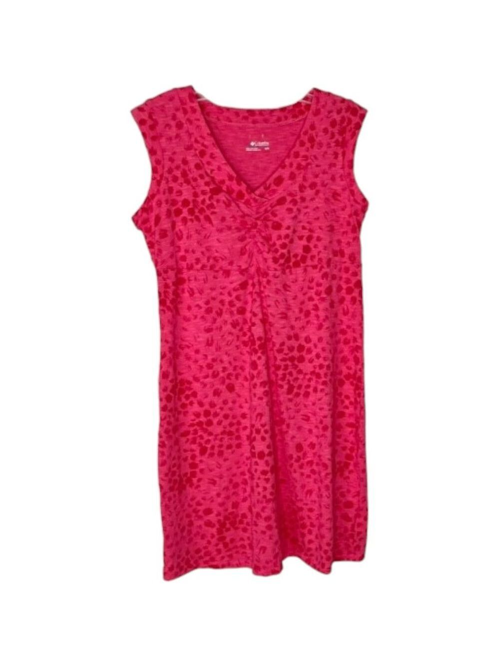 Columbia Short Sleeved Ruched Bust A-Line Dress - Pink/Red - M